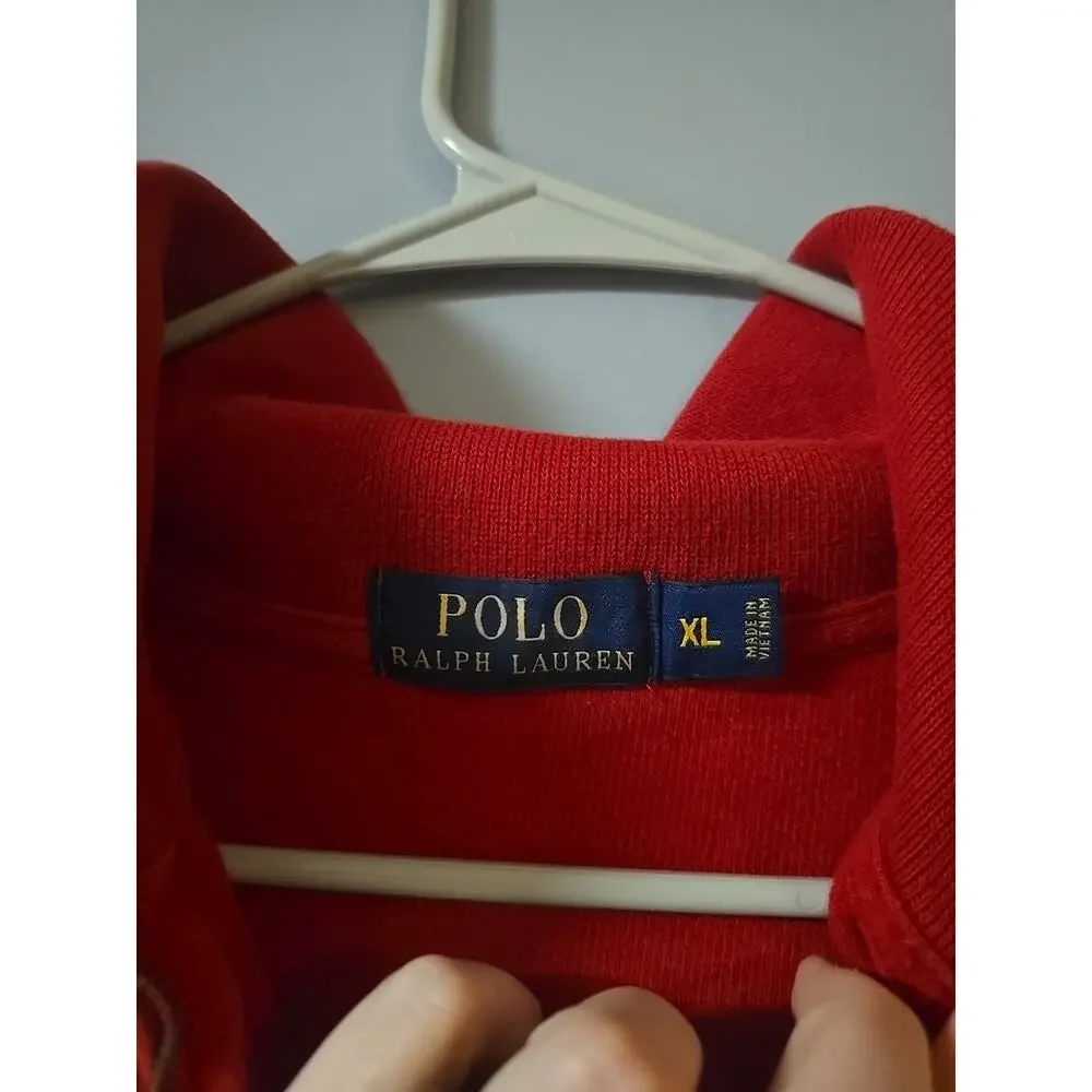 Polo Ralph Lauren Red Quarter‎ Zip Mock Neck Pullover Sweatshirt Men's Size XL